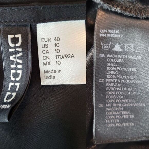 Divided H&M Gothic High Low Midi Maxi Dress 10 Black Sheer Side Cutout Punk - Picture 3 of 13